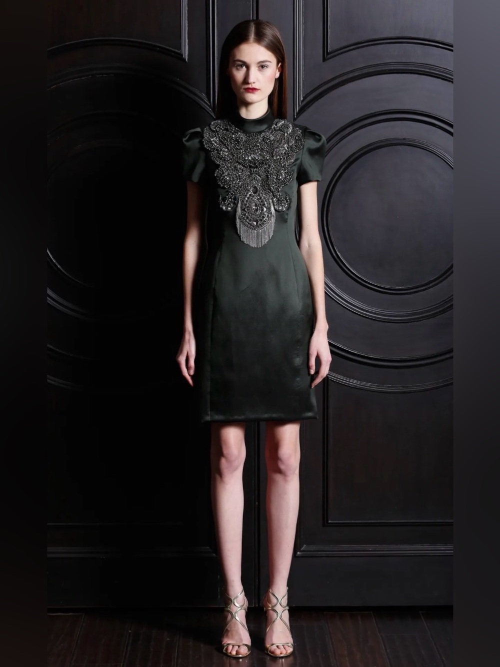 Dark Olive Green Dress by NAHEEM KHAN